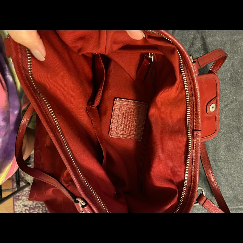 Red Coach purse with signature C’s